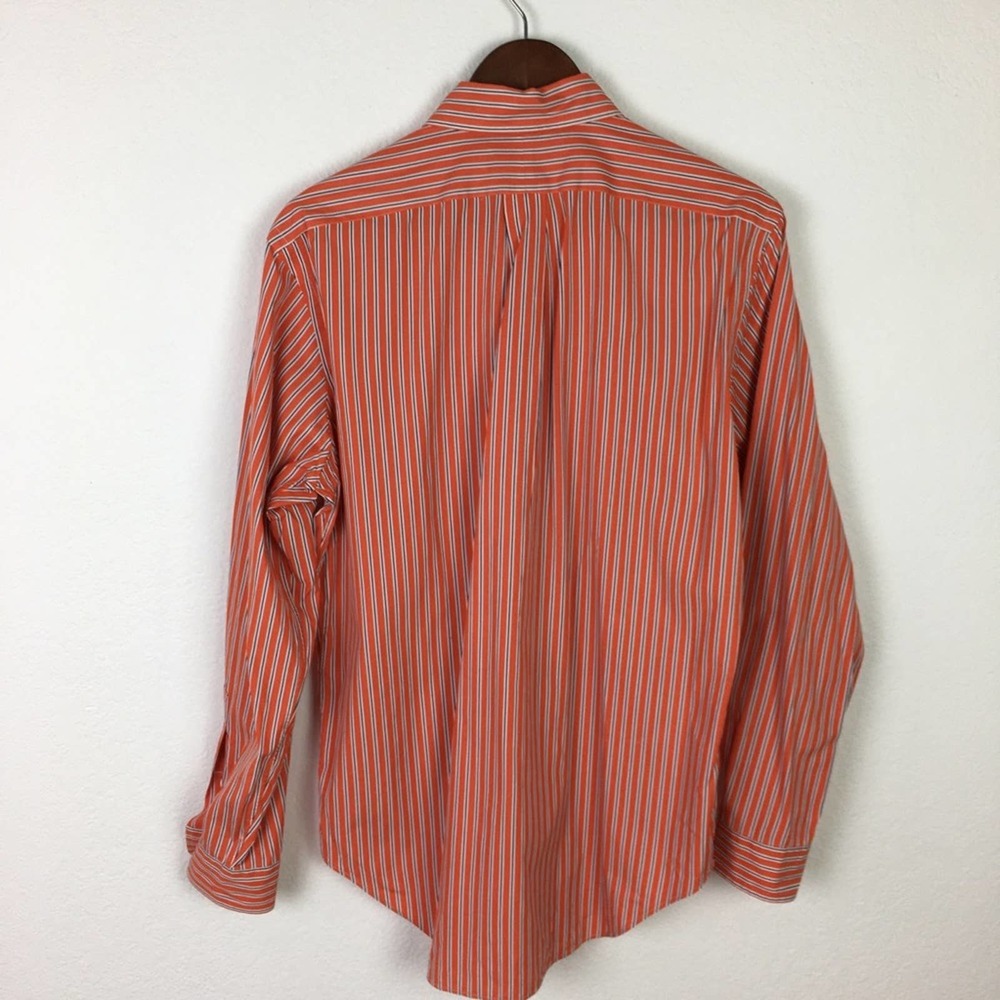 Ralph Lauren Orange & Navy Stripe Button Down Med - Picture 3 of 6